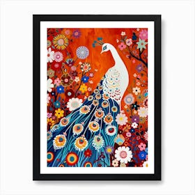 White Peacock Painting 4 Art Print