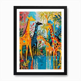 Cute Geometric Giraffe Pattern 2 Art Print