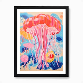 Colourful Jellyfish Illustration 7 Art Print