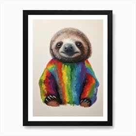 Baby Animal Wearing Sweater Sloth 3 Art Print