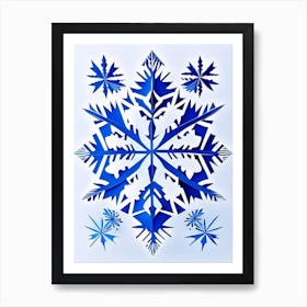 Individual, Snowflakes, Blue & White Illustration 1 Art Print