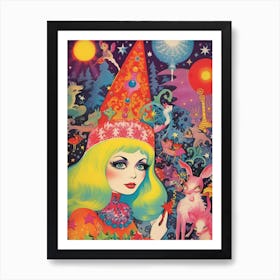 Vintage Witch Girl Kitsch 3 Art Print
