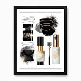 Black And Gold Makeup Set Art Print