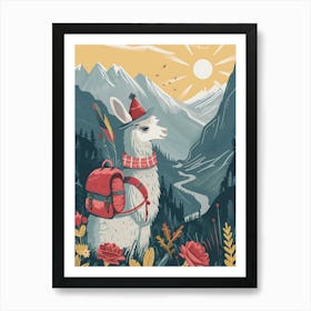 Llama In The Mountains Art Print