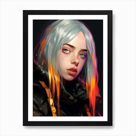 Billie Eilish Soft Futuristic Portrait 2 Art Print