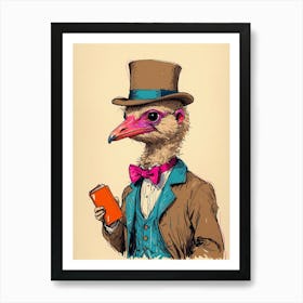 Ostrich In Top Hat 3 Art Print