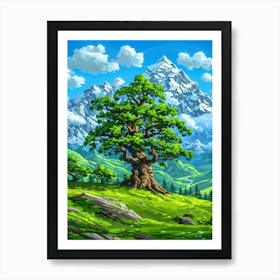 Lone Tree In The Mountains Art Print