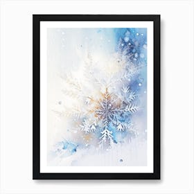 Winter, Snowflakes, Storybook Watercolours 2 Art Print
