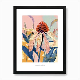 Colourful Flower Illustration Poster Coneflower 1 Art Print