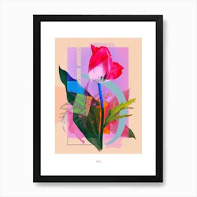 Tulip 2 Neon Flower Collage Poster Art Print