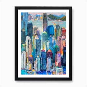 Hong Kong Victoria Harbour Hong Kong Abstract Block 1 harbour Poster