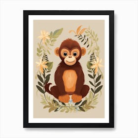 Baby Animal Illustration  Orangutan 1 Art Print