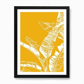 Banana Leaves On Yellow Background 1 Art Print