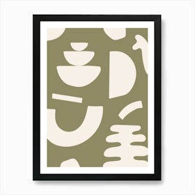 Abstract Shapes - Olive Green Art Print