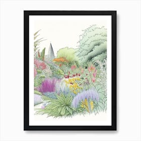 Chanticleer Garden, Usa Vintage Pencil Drawing Art Print