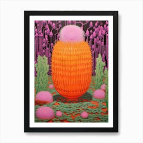 Mexican Style Cactus Illustration Barrel Cactus 1 Art Print