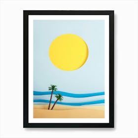 Beach Scene With Palm Trees Art Print