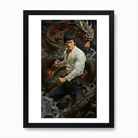 Bruce Lee - Tiger Dragon Art Print