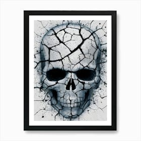 Skull With Cracks In The Wall Art Print