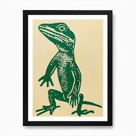 Forest Green Anoles Lizard Bold Block Colour 3 Art Print