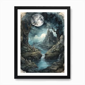 Full Moon In The Forest Art Print