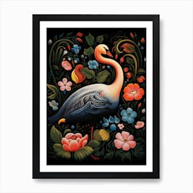 Folk Bird Illustration Swan 1 Art Print