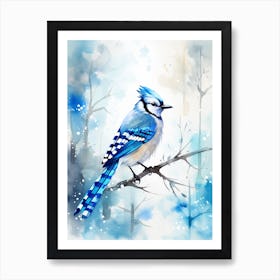 Snowy Blue Jay 4 Art Print