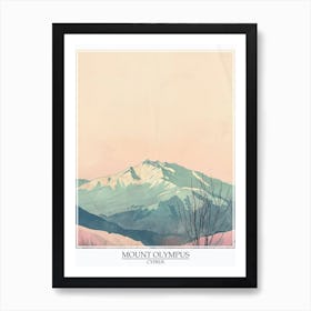 Mount Olympus Cyprus Color Line Drawing 7 Poster Art Print