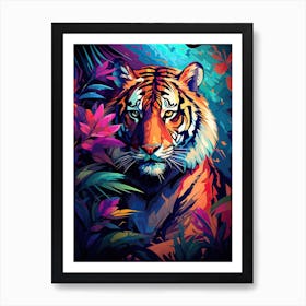 Tiger Art In Neo Impressionism Style 1 Art Print