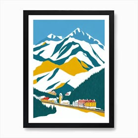 Schladming, Austria Midcentury Vintage Skiing Poster Art Print