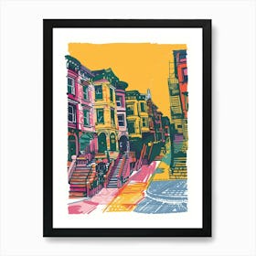 Astoria New York Colourful Silkscreen Illustration 1 Art Print