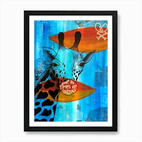 Giraffe in times of Corona Art Print