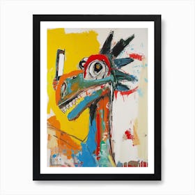 Abstract Wild Brushstroke Dinosaur Taking A Selfie 1 Art Print