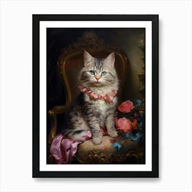 Royal Cat Portrait Rococo Style 3 Art Print