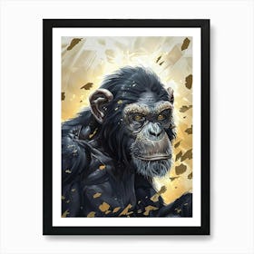 Chimpanzee Precisionist Illustration 4 Art Print