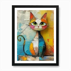 Colorful Cat Painting Art Print