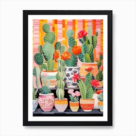 Cactus Painting Maximalist Still Life Notocactus 2 Art Print