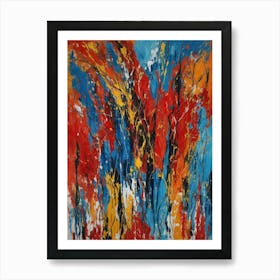 Abstract Painting, Acrylic On Canvas, Blue Color Art Print