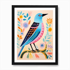 Pink Scandi Bluebird 4 Art Print