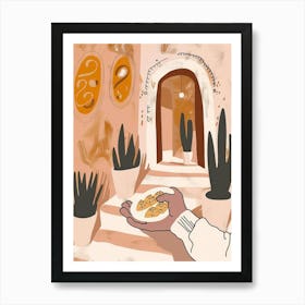 Illustration Of A Hand Holding A Plate Art Print