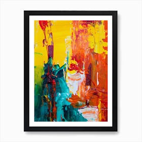 Abstract Painting, Acrylic, Red Color Art Print