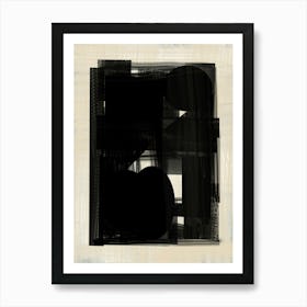 BLACK ABSTRACT no. 2 - coltxwilde, abstract, contemporary art, Black cubist, and geometric minimalist shapes on beige back ground  by colt x wilde modern  Art Print