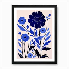 Blue Flower Illustration Cornflower 1 Art Print