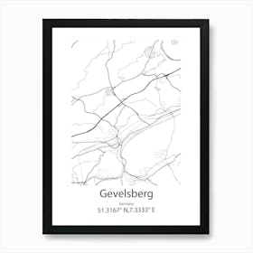 Gevelsberg,Germany Minimalist Map Art Print