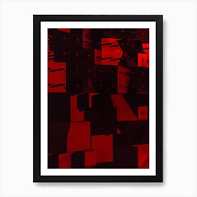 Abstract Red Cubes Art Print
