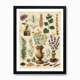 Garden Herbs Vintage Illustration 3 Art Print
