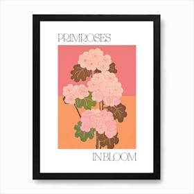 Primroses In Bloom Flowers Bold Illustration 3 Art Print