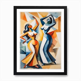 Two Women Dancing Watercolor Painting 1 Art Print