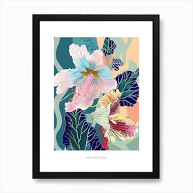 Colourful Flower Illustration Poster Hollyhock 1 Art Print