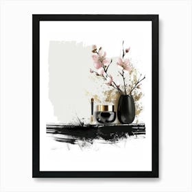 Black And Gold Cosmetics Art Print